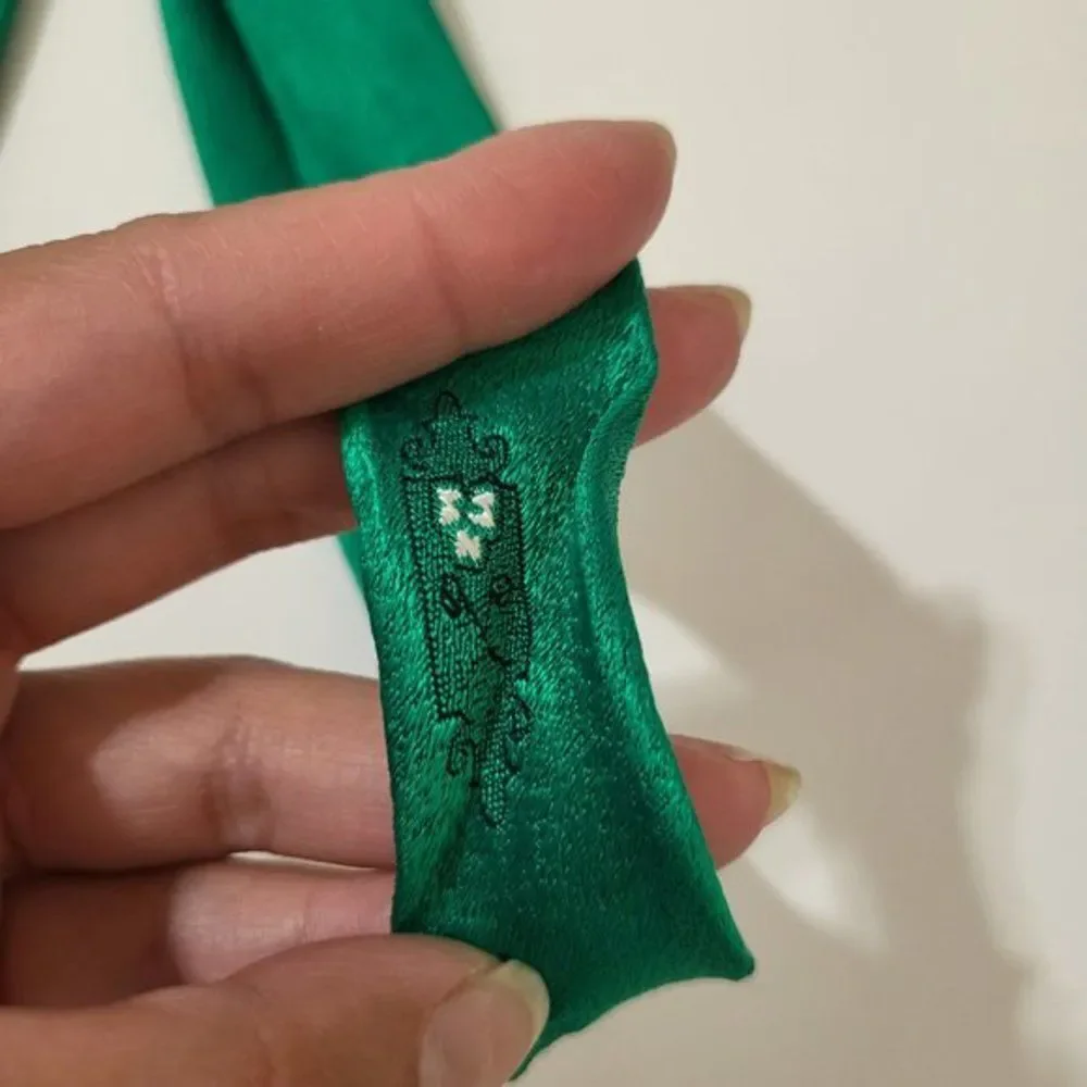 Men's Vintage Sears Creative Cravat Embroidery Green Minimal Design‎ Green Tie